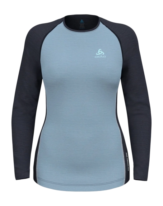 Undershirt Odlo Women L/S Natural Performance PW 150 Provincial Blue / Dark Sapphire Melange