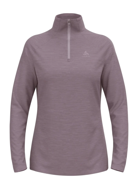 Long Sleeve Shirt Odlo Women Mid Layer 1/2 Zip Essential Thermal Gray Ridge Melange