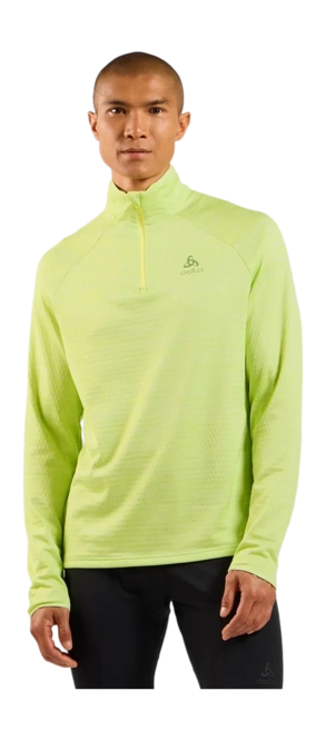 Long Sleeve Shirt Odlo Men Mid Layer 1/2 Zip Essential Thermal Shadow Lime Melange