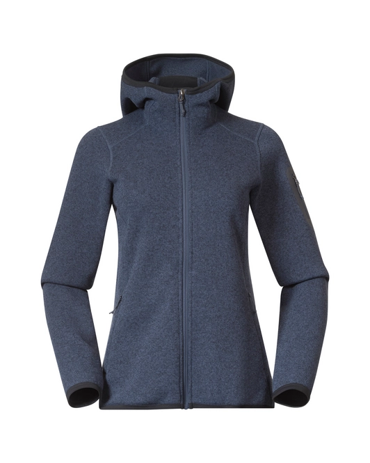 Zip Sweatshirt Bergans Women Kamphaug Knitted Hoodie Granite Blue