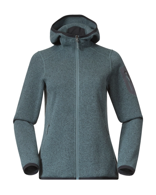Zip Sweatshirt Bergans Women Kamphaug Knitted Hoodie Grey Sage