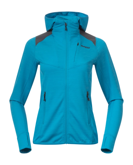 Zip Sweatshirt Bergans Women Rabot Active Mid Hood Jacket Aqua Lagoon