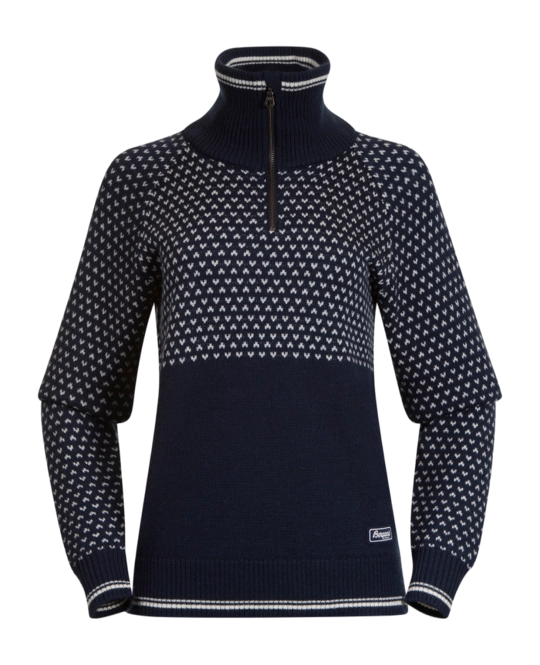 Jumper Bergans Women Alvdal Wool Half Zip Navy Blue/Vanilla White