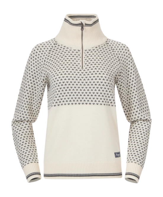 Jumper Bergans Women Alvdal Wool Half Zip Vanilla White/Solid Dark Grey