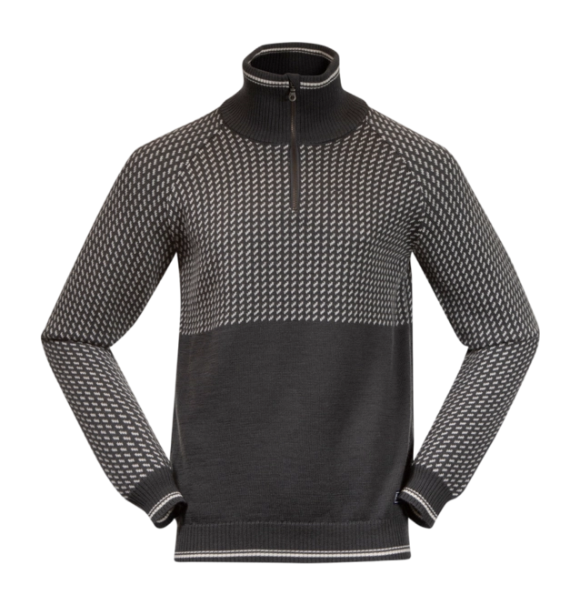 Jumper Bergans Men Alvdal Wool Half Zip Solid Dark Grey/Vanilla White