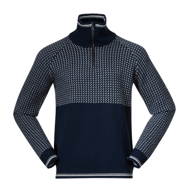 Jumper Bergans Men Alvdal Wool Half Zip Navy Blue/Vanilla White
