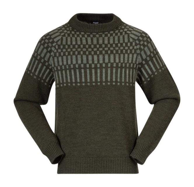 Jumper Bergans Men Nordmarka Merino Jumper Dark Green Mud/Light Green Mud