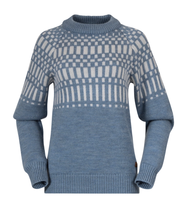 Jumper Bergans Women Nordmarka Merino Jumper Husky Blue/Vanilla White