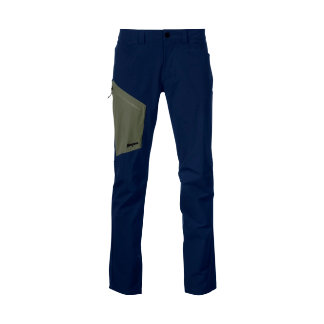 Trousers Bergans Men Vaagaa Light Softshell Pants Navy Blue/Green Mud