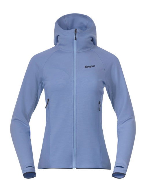 Zip Sweatshirt Bergans Women Tind Merino Hood Jacket Blueberry Milk