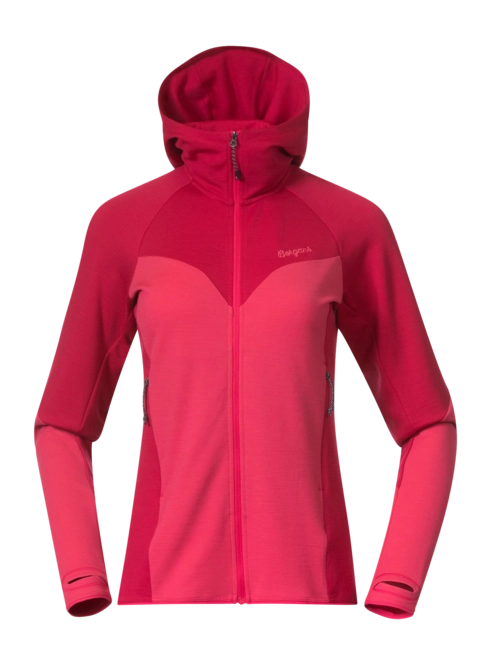 Zip Sweatshirt Bergans Women Tind Merino Hood Jacket Alpine Rose/Light Alpine Rose