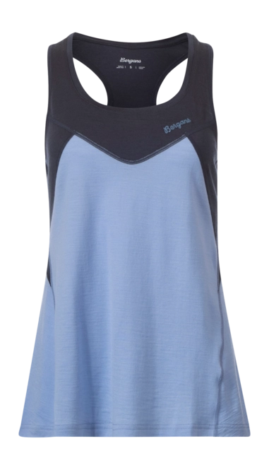 Vest Top Bergans Women Tind Wool Top Blueberry Milk/Navy Blue