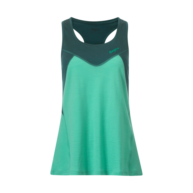 Vest Top Bergans Women Tind Wool Top Light Malachite Green/Malachite Green