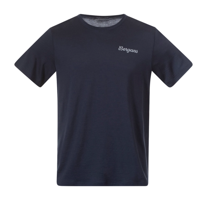 T-Shirt Bergans Men Rabot Emblem Wool Tee Navy Blue