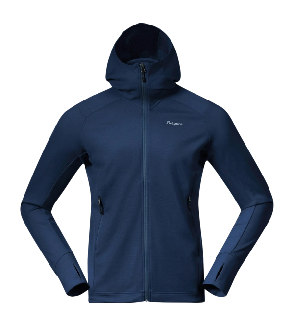 Zip Sweatshirt Bergans Men Rabot Merino Tech Midlayer Hoodie Navy Blue 25