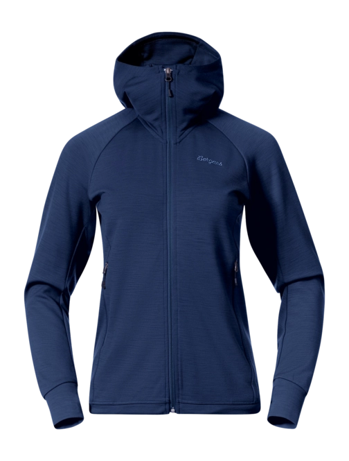 Zip Sweatshirt Bergans Women Rabot Merino Tech Midlayer Hoodie Navy Blue 25