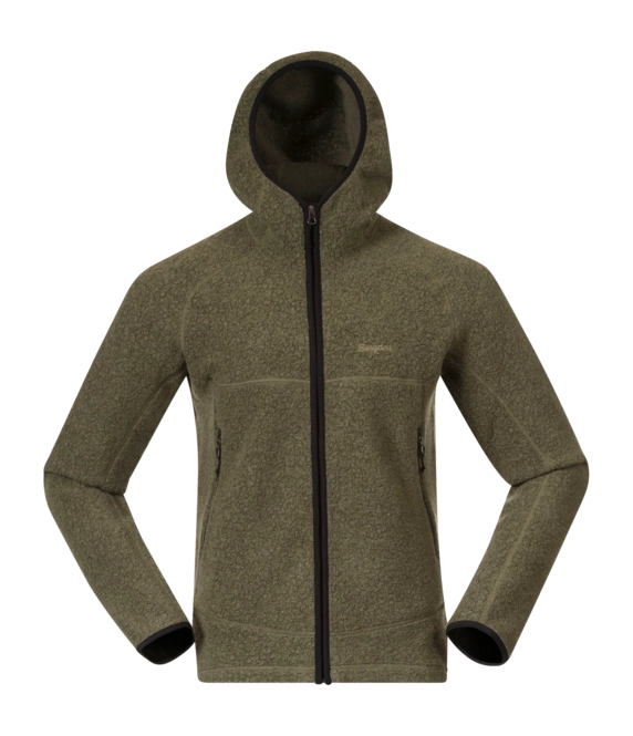 Zip Sweatshirt Bergans Men Vaagaa Merino Terry Midlayer Hoodie Green Mud