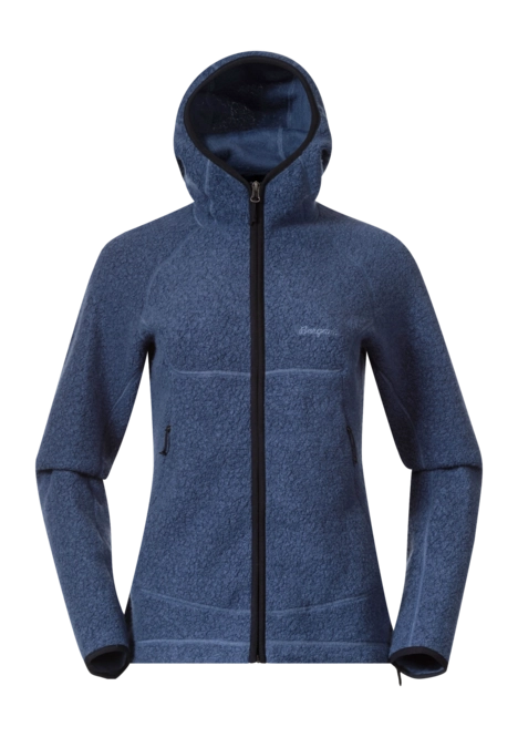 Zip Sweatshirt Bergans Women Vaagaa Merino Terry Midlayer Hoodie Granite Blue