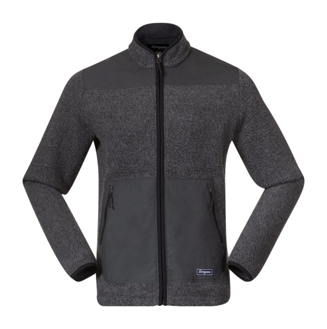 Zip Sweatshirt Bergans Men Nordmarka ReWool Pile Midlayer Jacket Solid Dark Grey/Dark Shadow Grey