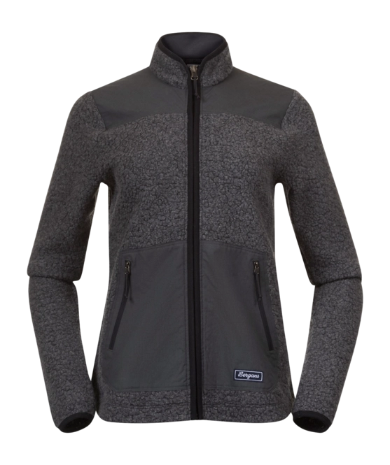 Zip Sweatshirt Bergans Women Nordmarka ReWool Pile Midlayer Jacket Solid Dark Grey/Dark Shadow Grey