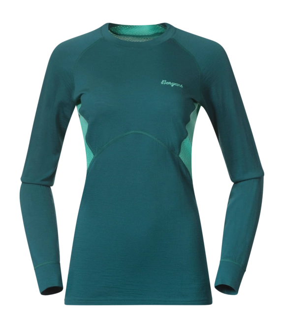 Long Sleeve T-Shirt Bergans Women Inner: Pure Merino Long Sleeve Malachite Green/Light Malachite Green