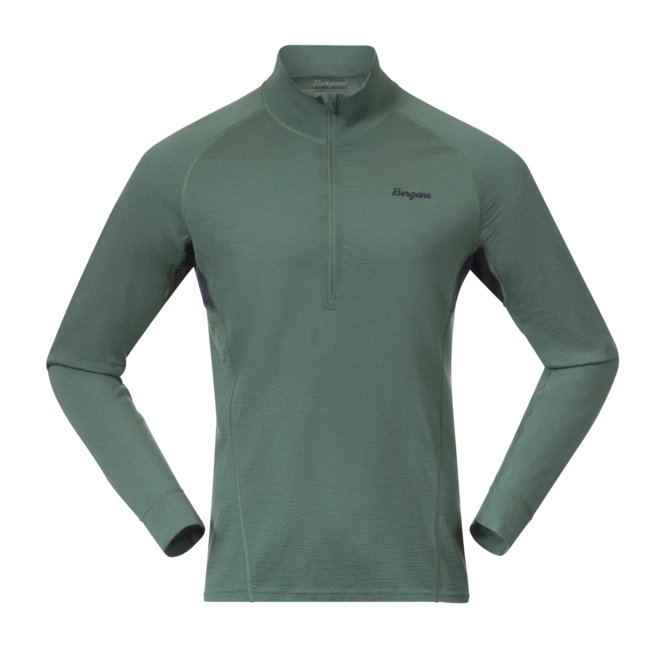 Jumper Bergans Men Inner: Pure Merino Half Zip Dark Jade Green/Navy Blue