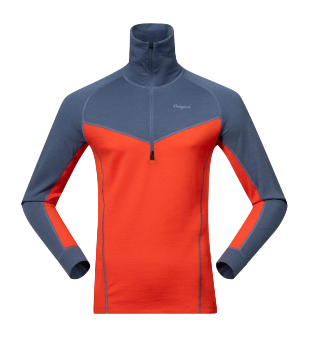 Jumper Bergans Men Inner: Dual Merino Half Zip Lava/Granite Blue