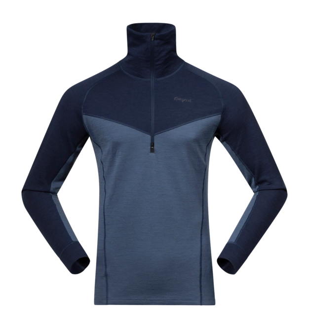 Jumper Bergans Men Inner: Dual Merino Half Zip Granite Blue/Navy Blue