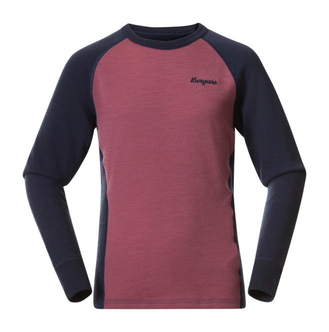 Long Sleeve T-Shirt Bergans Kids Inner: Dual Merino Junior Long Sleeve Ruby Purple/Navy Blue