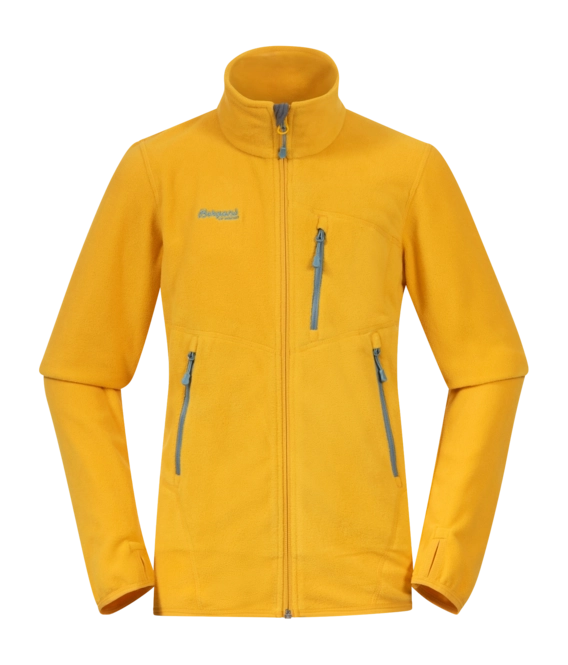 Zip Sweatshirt Bergans Boys Runde Youth Jacket Light Golden Yellow/Smoke Blue