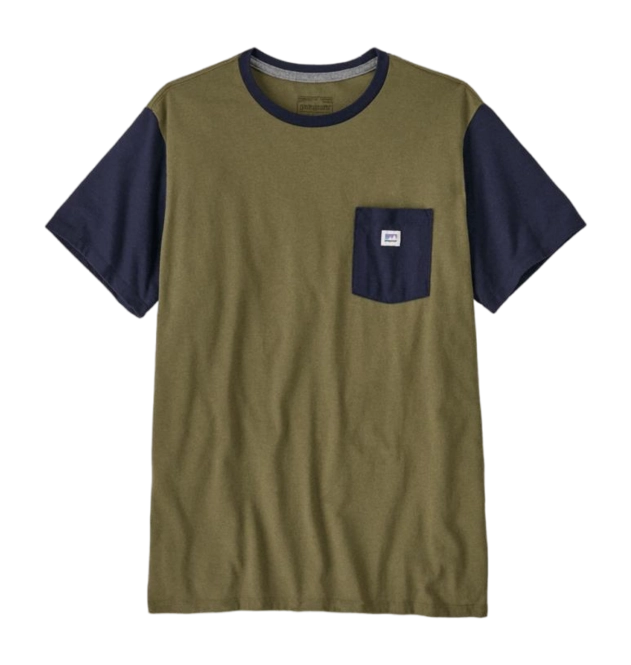 T-Shirt Patagonia Unisex Shop Sticker Pocket Responsibili-Tee Tent Green