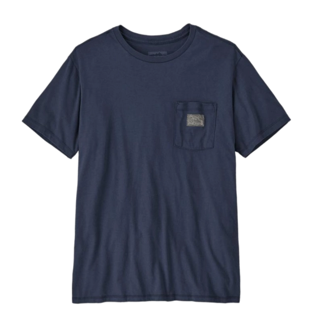 T-Shirt Patagonia Unisex Flying Fish Tides Organic Pocket New Navy