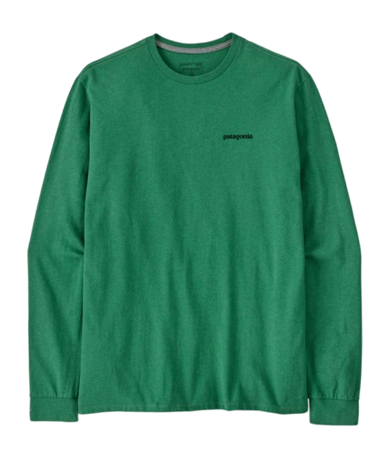 Long Sleeve T-Shirt Patagonia Men P-6 Logo Responsibili-Tee P-6 Outline: Heartleaf Green
