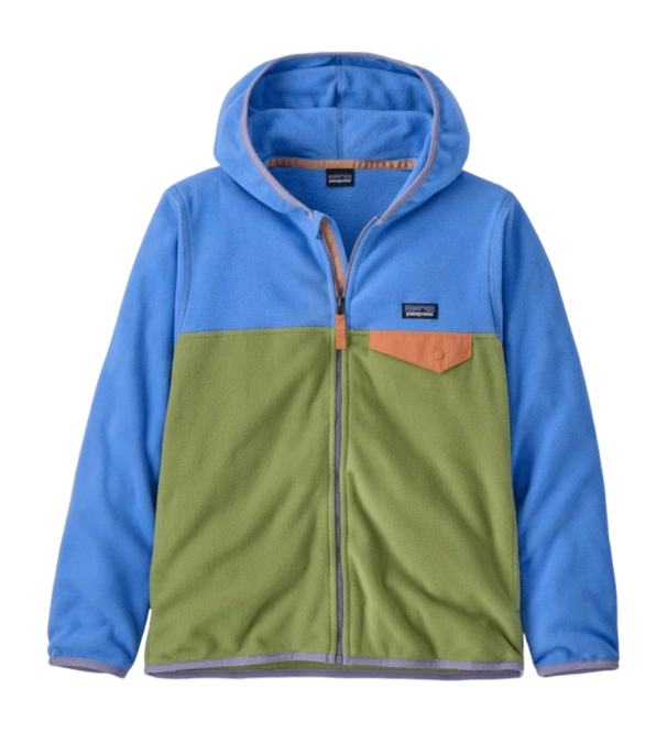 Zip Sweatshirt Patagonia Kids Micro D Snap-T Jacket Buckhorn Green w/Abundant Blue