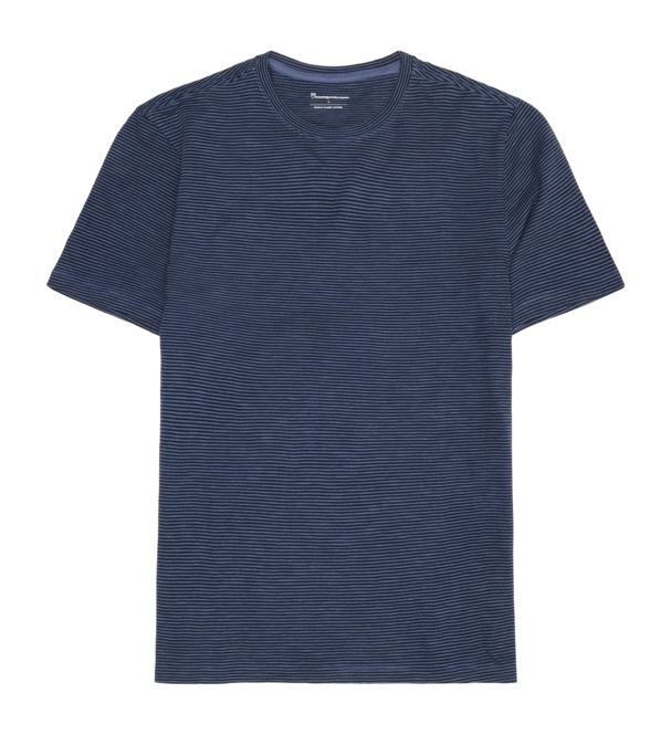 T-Shirt KnowledgeCotton Apparel Men Narrow Striped Slub Navy
