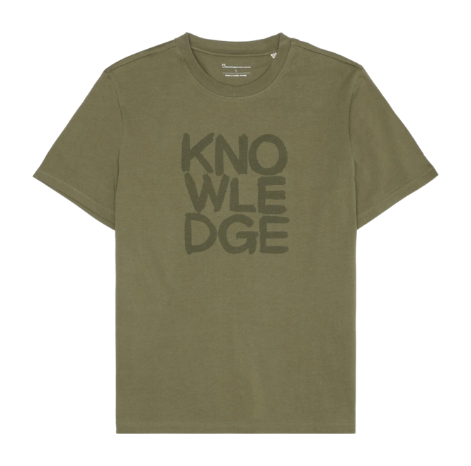 T-Shirt KnowledgeCotton Apparel Men Regular Heavy Single Burned Olive