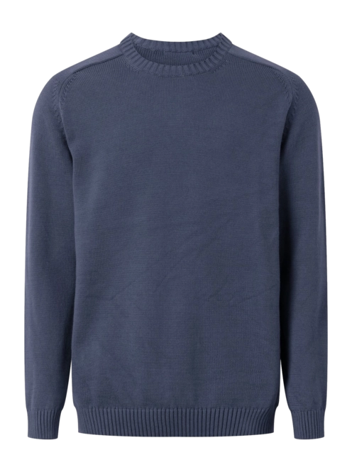 Jumper KnowledgeCotton Apparel Men Plain Knitted Crew Neck Vintage Indigo