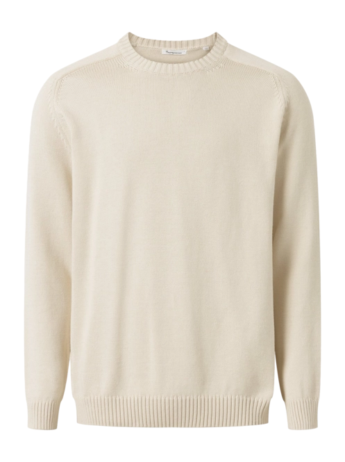 Jumper KnowledgeCotton Apparel Men Plain Knitted Crew Neck Light feather gray