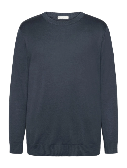 Jumper KnowledgeCotton Apparel Men Regular Merino Knit Crew Neck Vintage Indigo