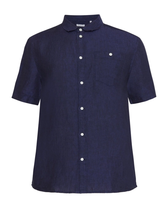 Shirt KnowledgeCotton Apparel Men Regular Linen Short Sleeved Total Eclipse