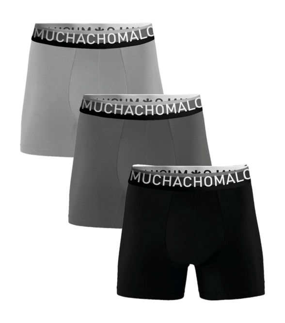 Boxer Shorts Muchachomalo Men Cotton Solid Black/ Grey/ Grey (3-Pack) 25