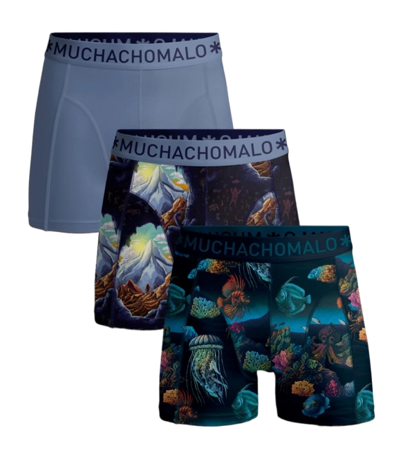 Boxer Shorts Muchachomalo Men Deep Sea Mountaintops Print/Print/Blue (3-Pack)