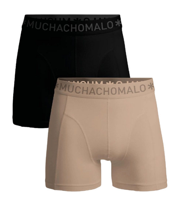 Boxer Shorts Muchachomalo Men Solid Beige/Black (2-Pack)