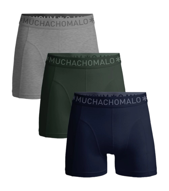 Boxer Shorts Muchachomalo Men Solid Blue/Green/Grey Melange (3-Pack)