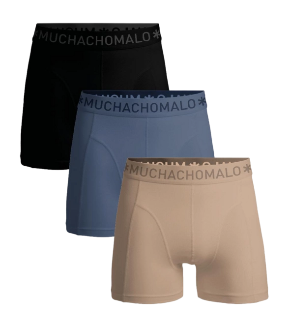 Boxer Shorts Muchachomalo Men Solid Beige/Blue/Black (3-Pack)