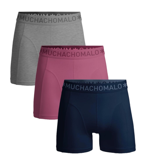 Boxer Shorts Muchachomalo Men Solid Blue/Pink/Grey Melange (3-Pack)