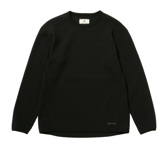 Long Sleeve Shirt Snow Peak Unisex Dry Waffle Long Sleeve T-Shirt Black