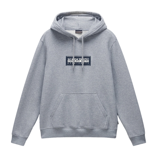 Hoodie Napapijri Men Box Logo Medium Grey Melange 25