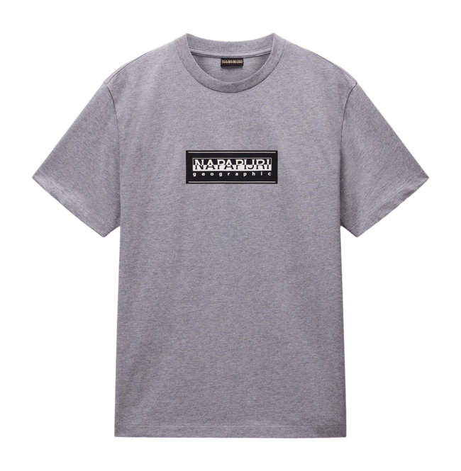 T-Shirt Napapijri Men Box Logo SS Medium Grey Melange '25