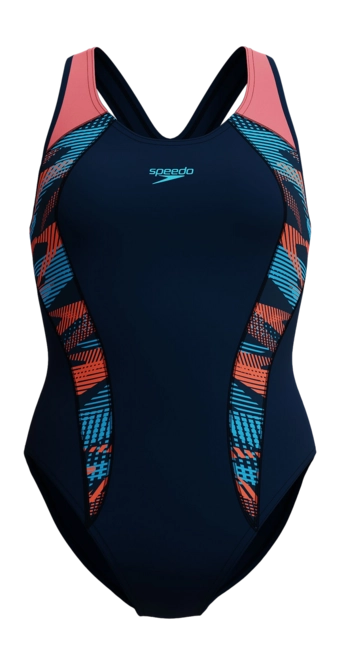 Swimsuits Speedo Women Eco+ Plastisol Laneback Navy Orange 25